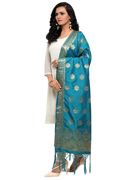 Turquoise Color Poly Silk Dupatta