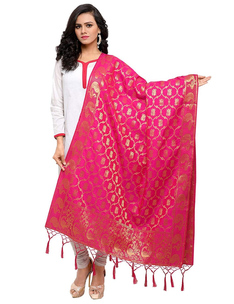 Pink Color Poly Silk Dupatta only in Bigswipe