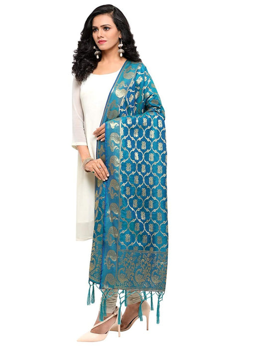 Turquoise Color Poly Silk Dupatta