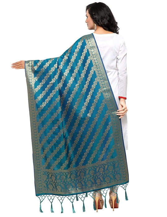 Turquoise Color Poly Silk Dupatta