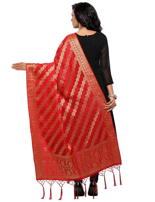 Red Color Poly Silk Dupatta