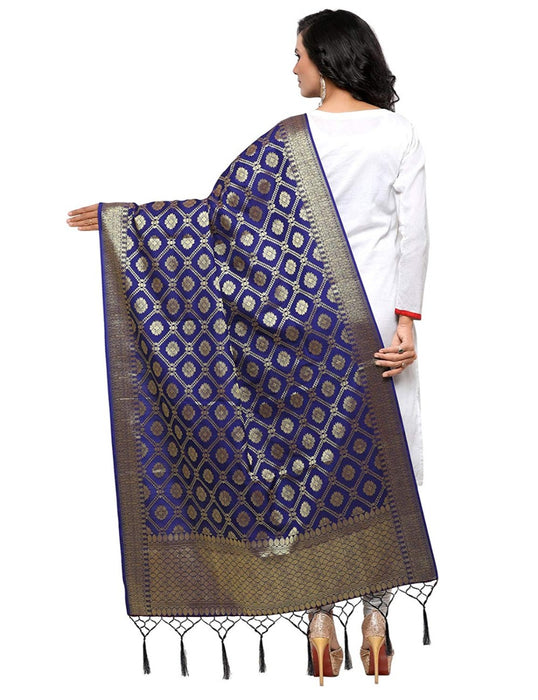 Navy Blue Color Poly Silk Dupatta only in Bigswipe