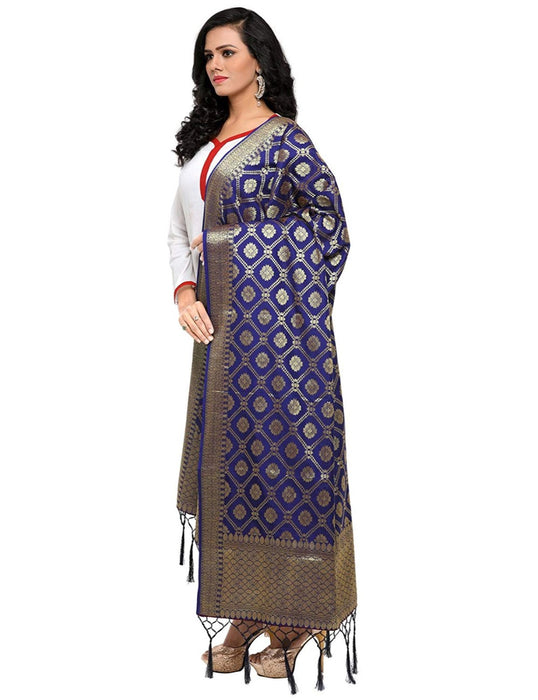 Navy Blue Color Poly Silk Dupatta only in Bigswipe