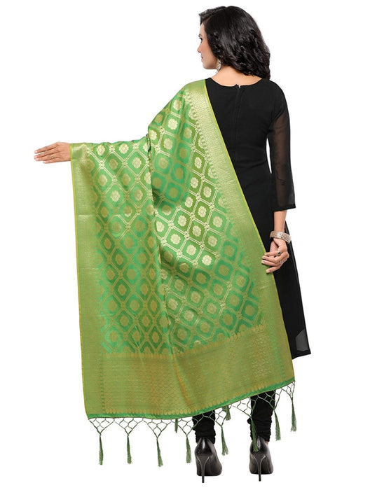 Green Color Poly Silk Dupatta only in Bigswipe