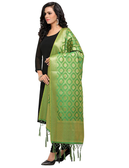 Green Color Poly Silk Dupatta only in Bigswipe