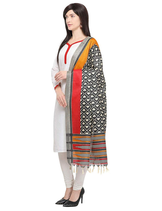 Black, Beige, Multi Color Bhagalpui Silk Dupatta only in Bigswipe