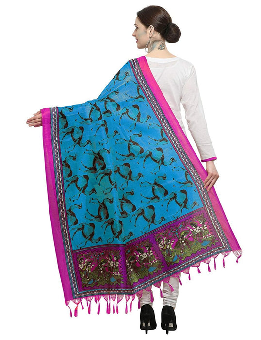 Blue, Multi Color Art Silk Dupatta only in Bigswipe