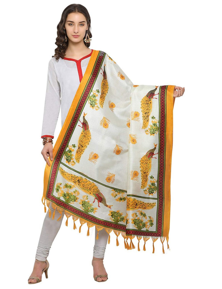 Cream, Yellow Color Bhagalpuri Dupatta only in Bigswipe