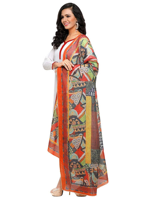 Orange, Multi Color Chinon Dupatta only in Bigswipe