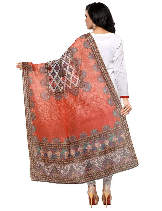 Orange, Multi Color Chinon Dupatta only in Bigswipe