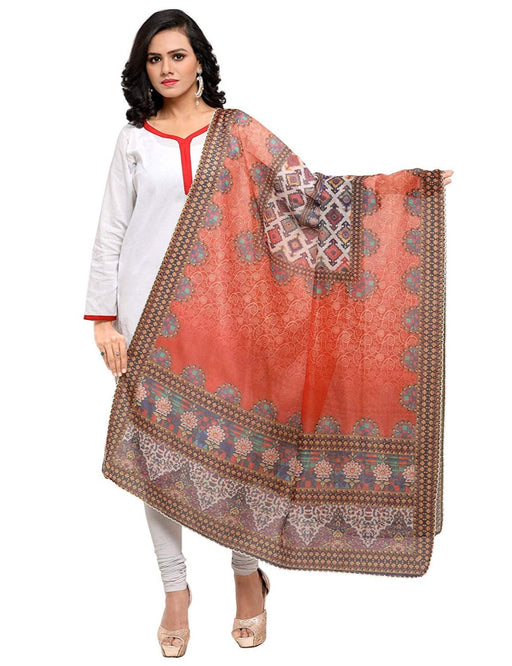 Orange, Multi Color Chinon Dupatta only in Bigswipe