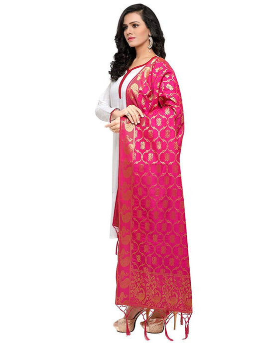 Pink Color Poly Silk Dupatta only in Bigswipe