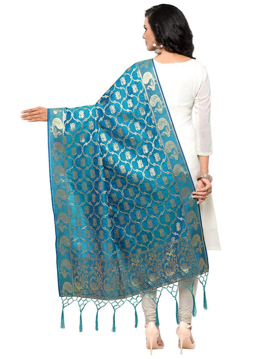 Turquoise Color Poly Silk Dupatta