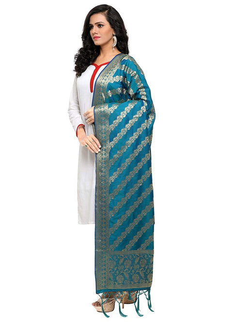 Turquoise Color Poly Silk Dupatta