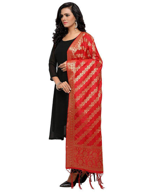 Red Color Poly Silk Dupatta