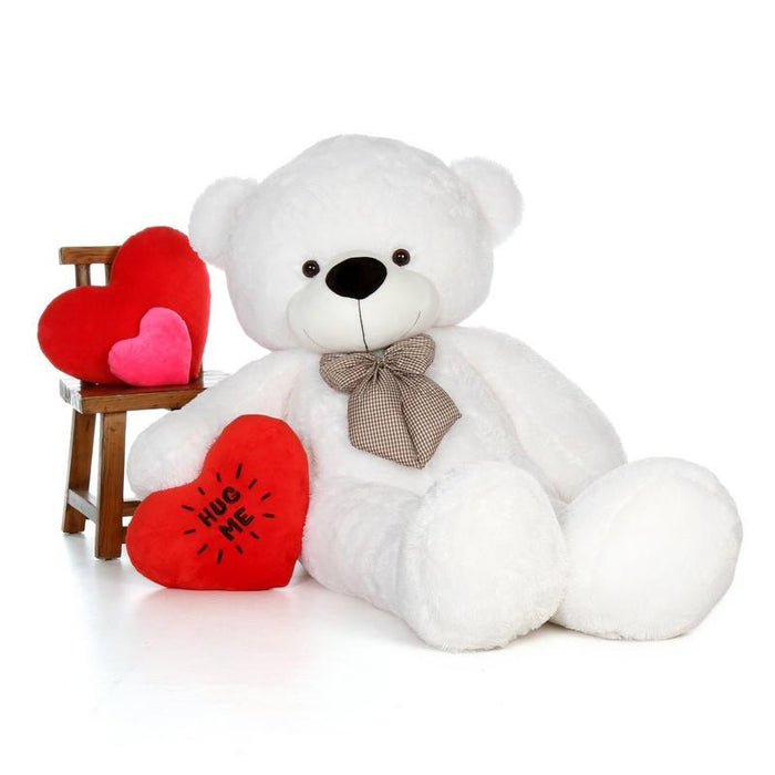 80Cm White Teddy With tie - 3ft only in Bigswipe