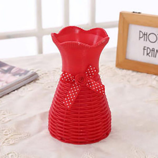 Plastic Vase with Rose bunch Red (1 Piece) only in Bigswipe