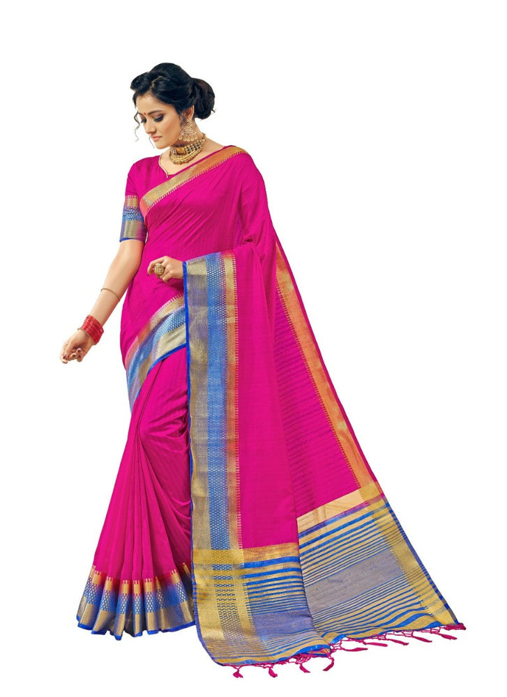 Pink Color Jacquard Nylon Silk Saree With Blouse only in Bigswipe