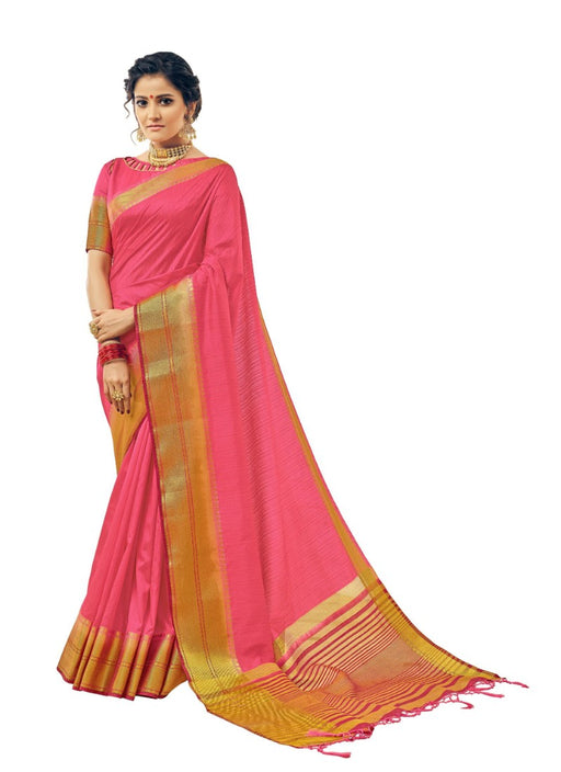 Pink Color Jacquard Nylon Silk Saree With Blouse only in Bigswipe