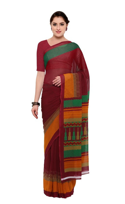 Maroon Color Printed Georgette Saree With Blouse only in Bigswipe