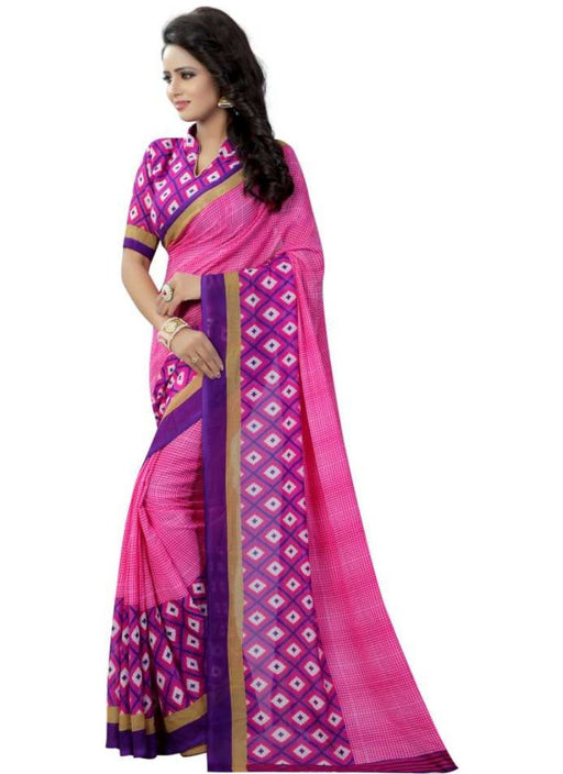 Pink Color Printed Georgette Saree With Blouse only in Bigswipe