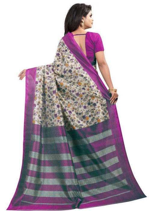 Pink And White Color Printed Art Silk Saree With Blouse only in Bigswipe