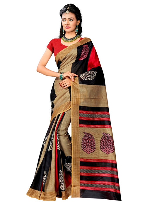 Multi Color Printed Bhagalpuri Silk Saree With Blouse only in Bigswipe