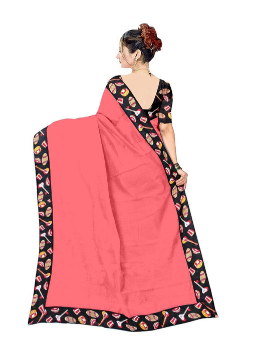 Pink Color Printed Chanderi Silk Saree With Blouse only in Bigswipe