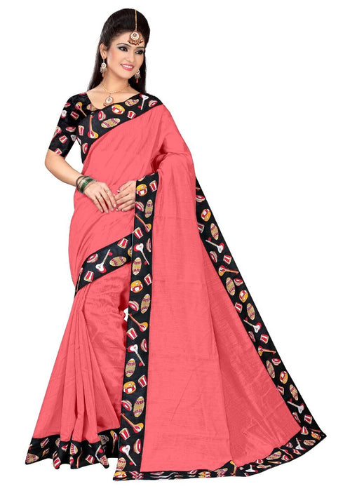 Pink Color Printed Chanderi Silk Saree With Blouse only in Bigswipe