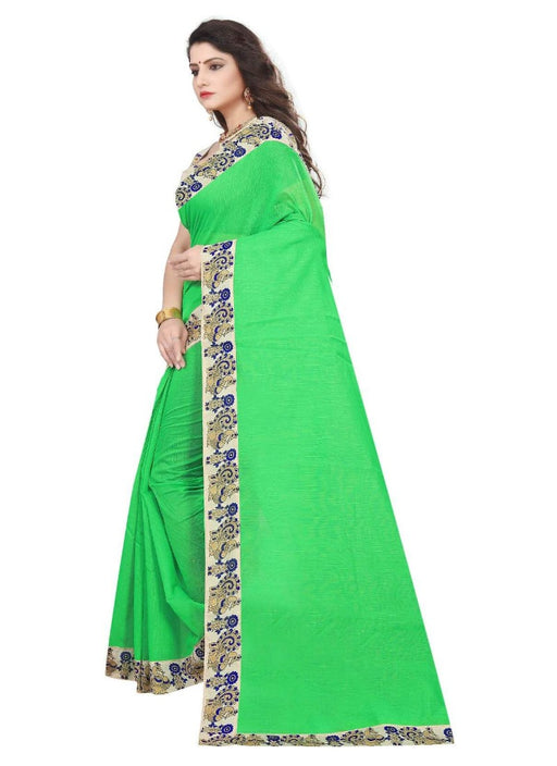 Green Color Printed Chanderi Silk Saree With Blouse only in Bigswipe