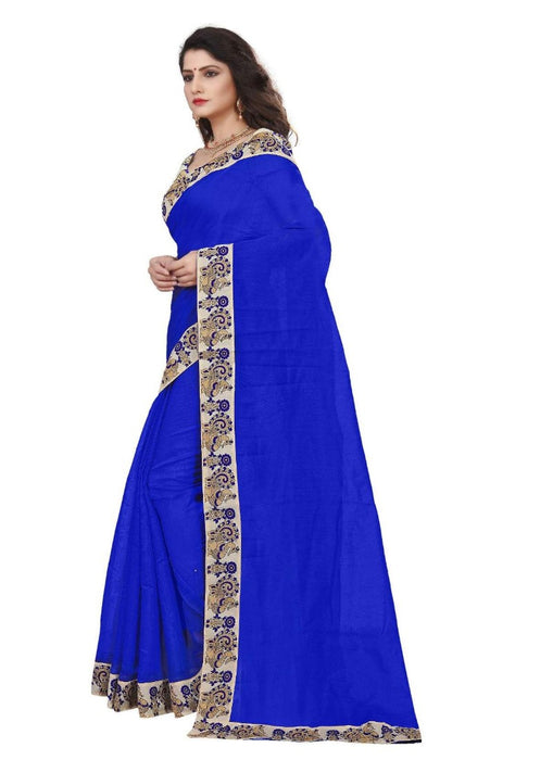 Blue Color Printed Chanderi Silk Saree With Blouse only in Bigswipe