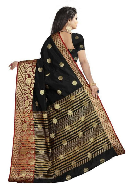 Black Color Weaving Cotton Silk Saree With Blouse only in Bigswipe