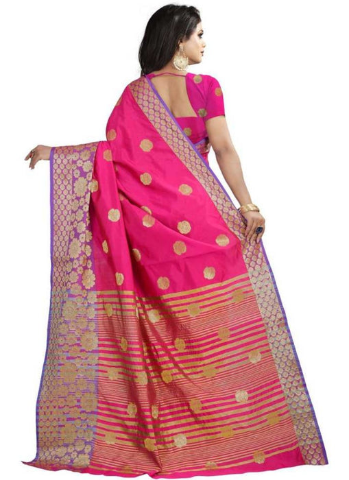 Pink Color Weaving Cotton Silk Saree With Blouse only in Bigswipe