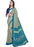 Cream And Blue Color Printed Silk Crepe Saree With Blouse only in Bigswipe