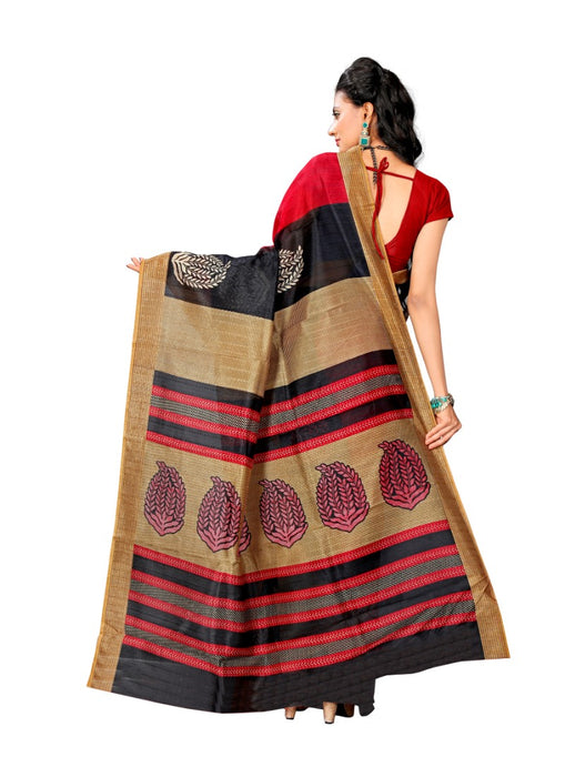 Multi Color Printed Bhagalpuri Silk Saree With Blouse only in Bigswipe