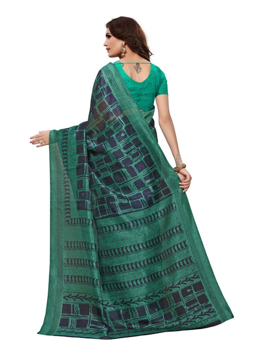 Green Color Printed Bhagalpuri Silk Saree With Blouse only in Bigswipe