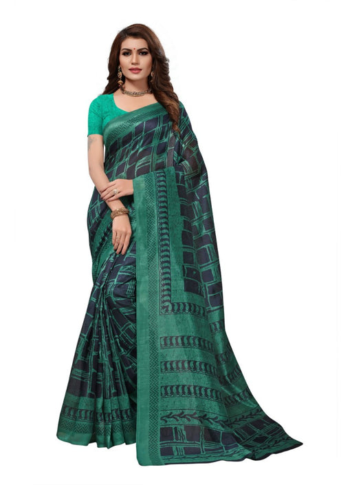 Green Color Printed Bhagalpuri Silk Saree With Blouse only in Bigswipe