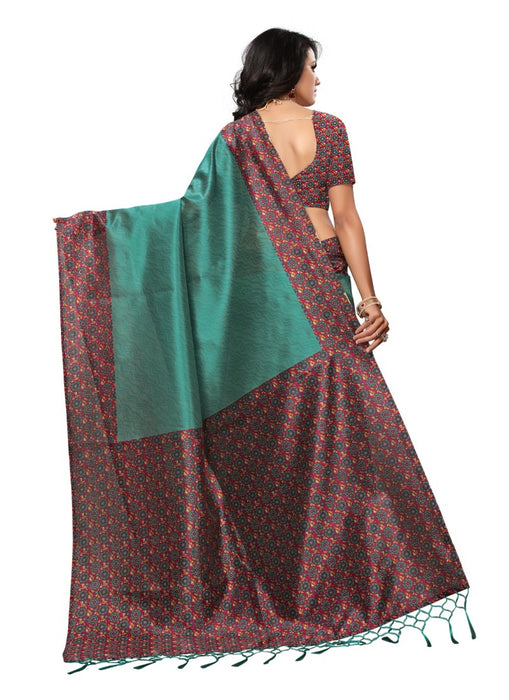 Green Color Printed Mysore kalamkari Silk with jhalor Saree With Blouse only in Bigswipe