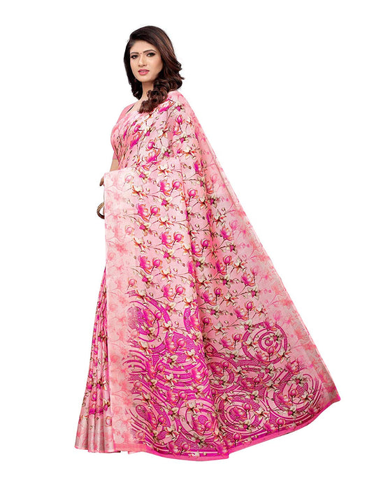 Pink, Multi Color Leno (Cotton Silk) Saree only in Bigswipe