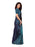 Turquoise, Navy Blue Color Shimmer (Chiffon) Saree