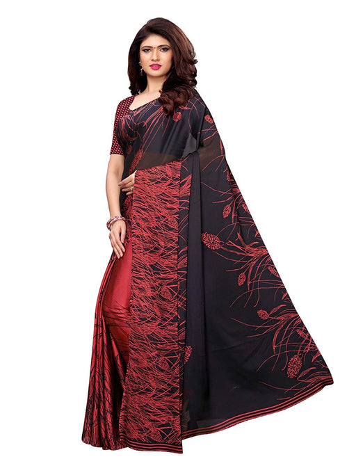 Maroon, Black Color Shimmer (Chiffon) Saree only in Bigswipe