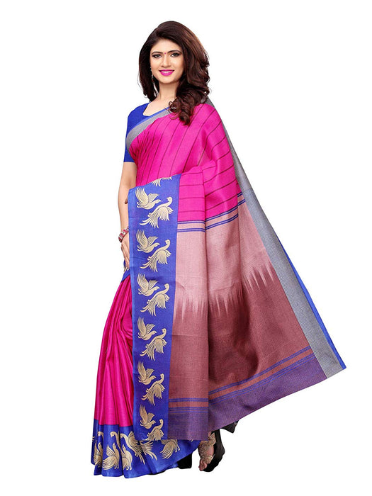 Pink, Multi Color Art Silk Saree only in Bigswipe