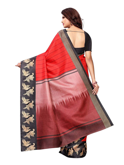 Red, Multi Color Art Silk Saree