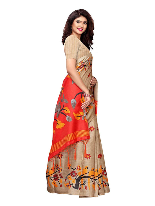 Beige, Maroon Color Art Silk Saree only in Bigswipe