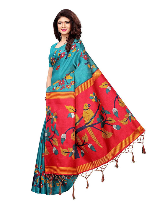 Turuqoise, Maroon Color Art Silk Saree