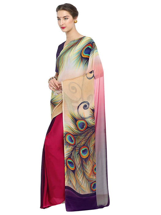 Multi Color Chiffon Georgette Saree only in Bigswipe