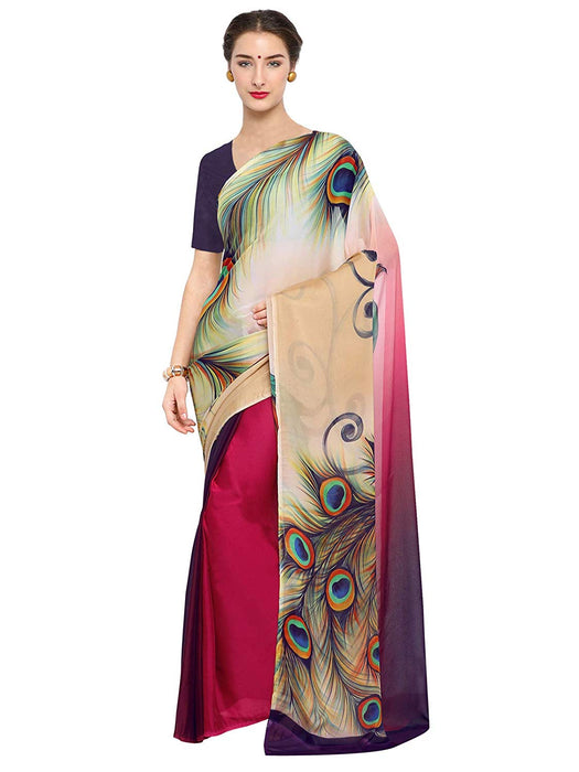 Multi Color Chiffon Georgette Saree only in Bigswipe