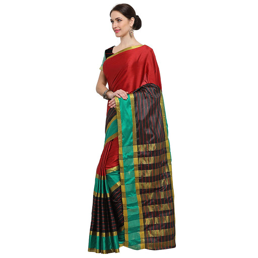 Red,Black, Green Color Poly Silk Saree