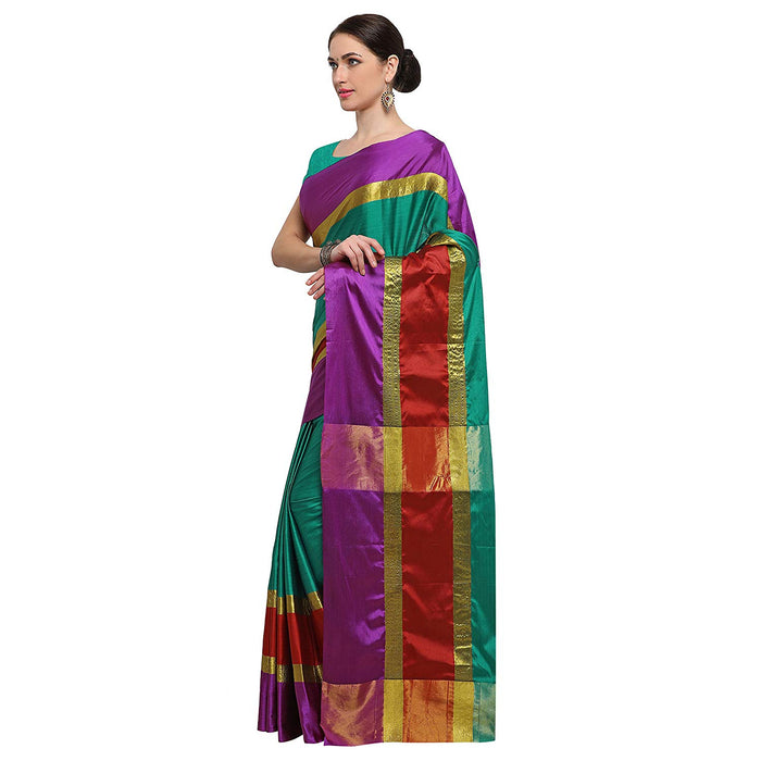 Green, Multi Color Poly Silk Saree only in Bigswipe