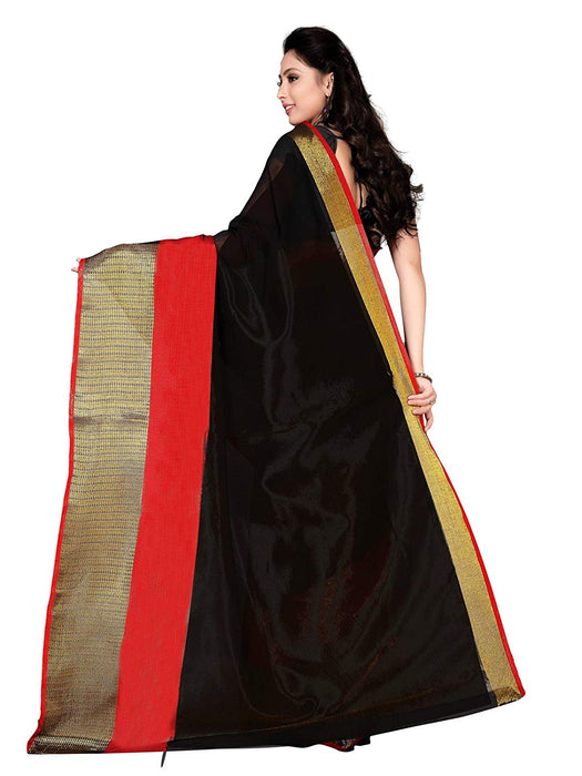 Black,Red Color Chanderi Cotton Saree only in Bigswipe